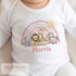 Personalised Safari Rainbow Birthday White Cotton T-Shirt, Vest, Sleepsuit or hoodie - Pink Safari Animal Rainbow, New Baby Gift Ideas