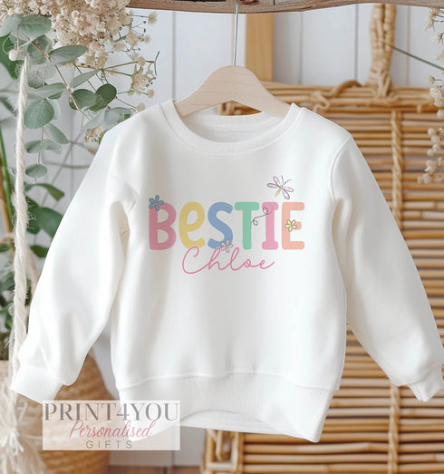 Personalised Bestie Jumper, Birthday Sweatshirt for Children, Childrens Best Friend Gift, Birthday Gift Ideas for Children, Mummys Bestie
