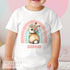 Children's White Cotton Personalised T-shirt - Easter Bunny Tails with Rainbow