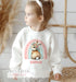 Personalised Sweatshirt Jumper For Children. White Cotton Sweatshirt - Printed Bunny Rabbit and Flowers and name