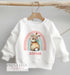 Personalised Sweatshirt Jumper For Children. White Cotton Sweatshirt - Printed Bunny Rabbit and Flowers and name