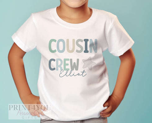 Cousin Crew Personalised Cotton T-Shirt, Family Sibling Holiday matching Tops