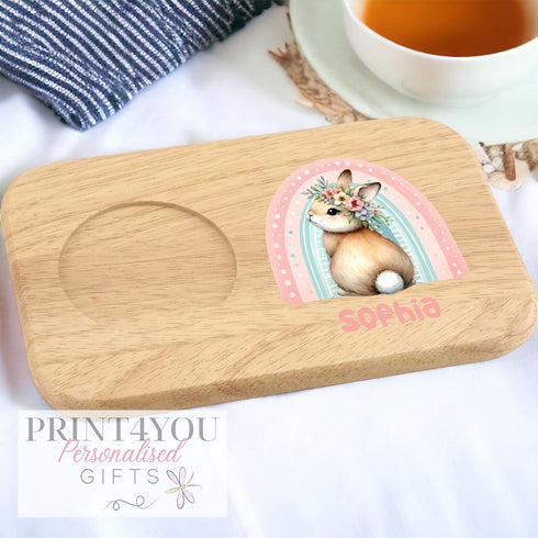 Personalised Wooden Tea and Biscuit Board - Easter Bunny Biscuit Tray, Gift for Girls, Birthday Gift Ideas, Gifts under 10