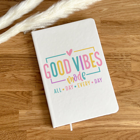 Good Vibes All Day Every Day, Colourful Positivity Gifts, Mug, Bag, Notebook, Passport Cover, make up bags