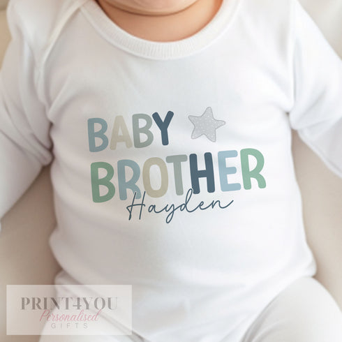 Personalised baby Brother One T-shirt, Sleepsuit and vest, Coming Home Outfit, Matching Sibling T-shirt
