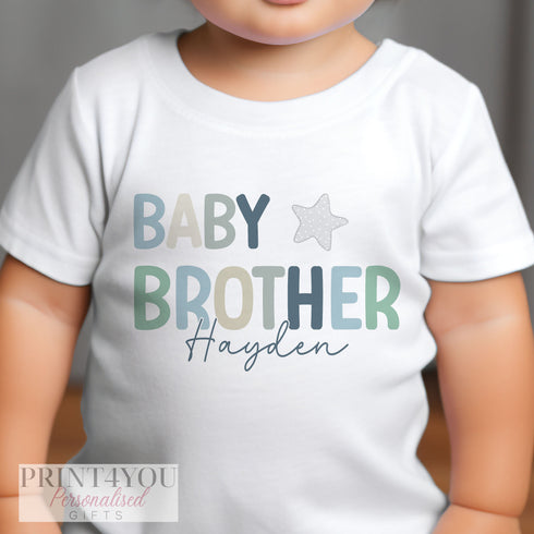 Personalised baby Brother One T-shirt, Sleepsuit and vest, Coming Home Outfit, Matching Sibling T-shirt