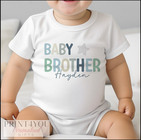 Personalised baby Brother One T-shirt, Sleepsuit and vest, Coming Home Outfit, Matching Sibling T-shirt