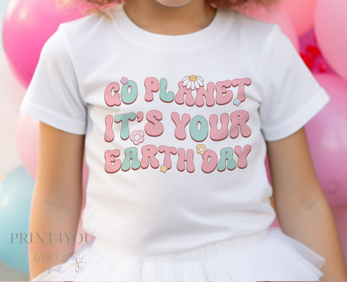 Earth Day Children's Cotton T-shirt - ED5 Go Planet It's your Birthday, Save our Planet