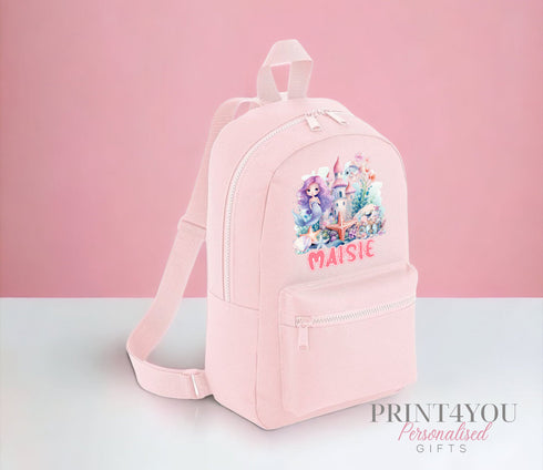 Mermaid Personalised Kids Backpack, School Rucksack, Nursery Bag, Other colours available