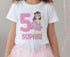 Personalised Super Hero Girl Birthday T-Shirt ANY AGE - Brunette Girl Cotton White Top, any number any age