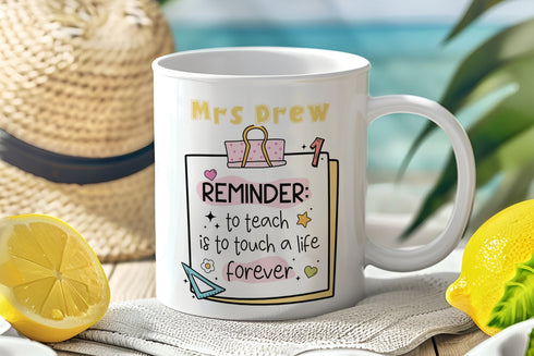 Personalised Thank You mug, teacher Gift ideas , Personalised Mug, To teach is to touch a life forever