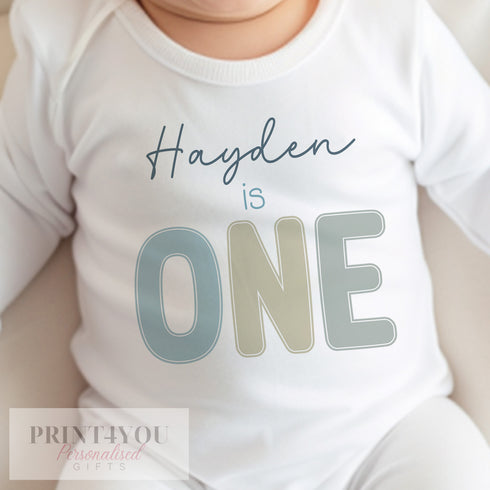 Personalised Boys First Birthday T-shirt, I am One, Sleepsuit, Vest or T-shirt, pastel colours