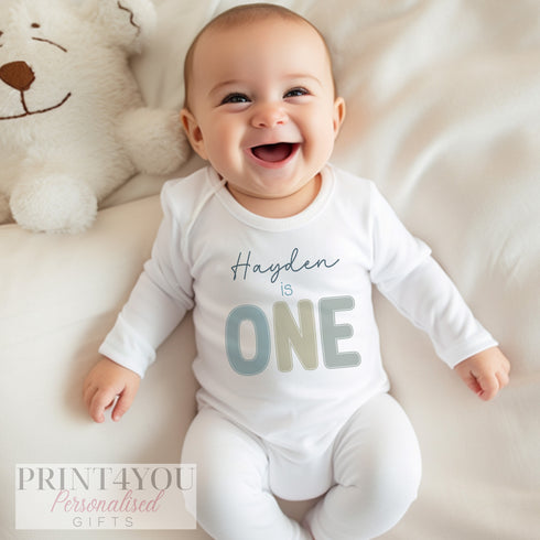 Personalised Boys First Birthday T-shirt, I am One, Sleepsuit, Vest or T-shirt, pastel colours