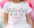 Personalised Owl Birthday Girl T-Shirt, Birthday Girl, Cotton White Top, Pastel coloured party owls