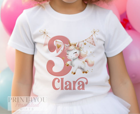 Personalised Unicorn Birthday T-shirt - Unicorn Birthday Tee, First Birthday, Two Three Four Five Sixth Birthday