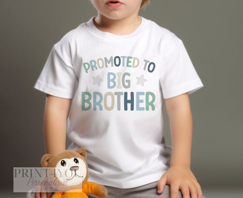Promoted to Big Brother, Little Brother Personalised Cotton T-Shirt, LiBig brother Top, Big Brother Gift, Pregnancy Announcement,