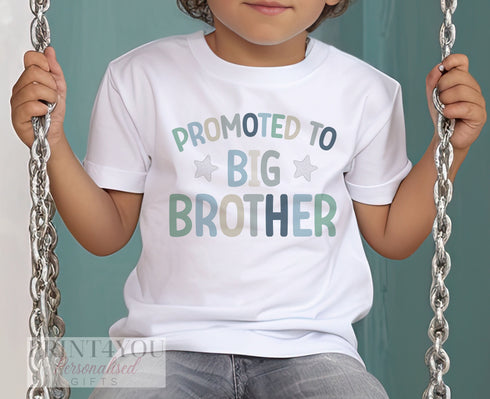 Promoted to Big Brother, Little Brother Personalised Cotton T-Shirt, LiBig brother Top, Big Brother Gift, Pregnancy Announcement,