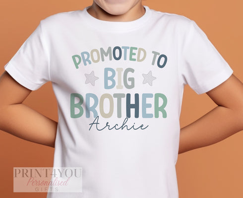 Promoted to Big Brother, Little Brother Personalised Cotton T-Shirt, LiBig brother Top, Big Brother Gift, Pregnancy Announcement,