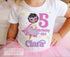 Personalised Super Hero Girl Birthday T-Shirt ANY AGE - Afro Hairstyle Girl Cotton White Top, Brown Skin Girl