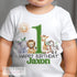 Personalised Safari First Birthday T-shirt, Sleepsuit or , Blue green or Pink Text, Gender Neutral, Boys or Girls Jungle party