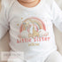 Little Sister Rainbow Giraffe Personalised Vest, Sleepsuit Baby grow Bodysuit T-shirt, New Sister Gift, Sibling matching T-shirts