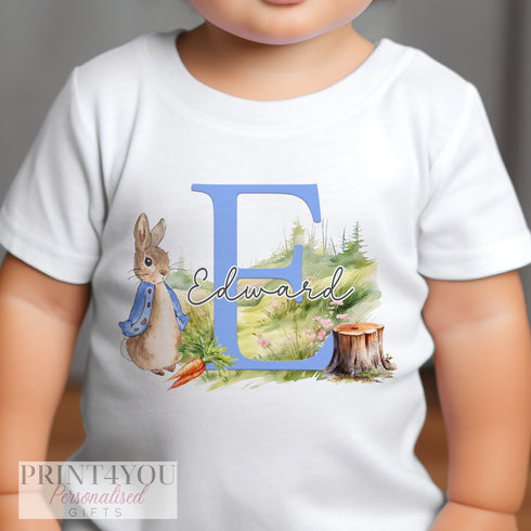 Personalised Blue Rabbit sleepsuit, New baby Outfit, Coming Home baby Grow, new Born Gift, Baby Shower Gift,