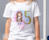 Personalised Girls Birthday T-Shirt - Fashion Doll Design, Gold Glitter Effect Number - 100% Soft Cotton, DTG - Age 1-10yrs