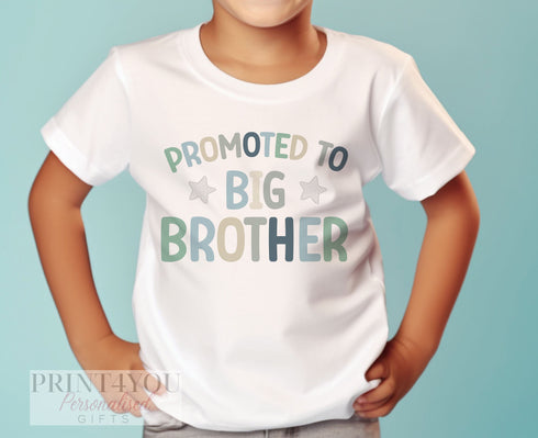 Promoted to Big Brother, Little Brother Personalised Cotton T-Shirt, LiBig brother Top, Big Brother Gift, Pregnancy Announcement,