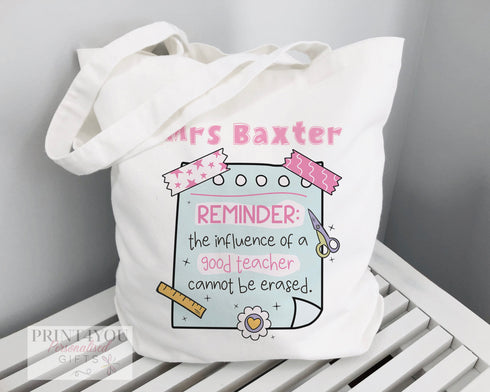 Thank You Teacher Gift | Cotton Tote Bag | Reusable Shopping Bag | 100% White Cotton Bag | Personalised shopper bag | Influence of a Good