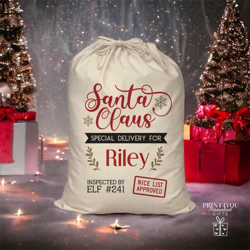 Personalised Christmas Santa Sack for Santa Claus Delivery - Perfect for Xmas Eve Boxes