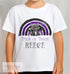 Personalised Halloween T-Shirt for Kids - Black and Purple Rainbow with Cat Printed Cotton Tee - Spooky Graphic Shirt for Children
