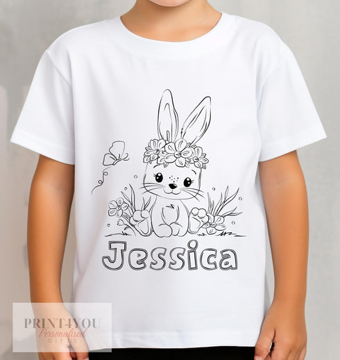 Personalised Colour In T – Shirt – Kids Activity Tee With Washable Fabric Markers – Easter Gift - 1-2 yrs