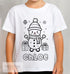 Personalised Christmas Snowman Colour In activity Kids T-shirt - with washable pens - stocking fillers, Christmas Eve Box, Gift from Elf