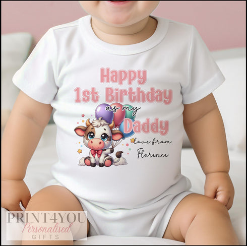 Happy Birthday Mummy or Daddy, 1st Birthday as My Mummy, 1st Birthday as My Daddy, Sleepsuit Baby grow Bodysuit Vest, Mum Dad Birthday