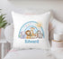 New Baby Personalised Cushion - Any Name | Blue Rainbow Safari | Gift for Baby | Pillow Gift