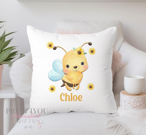 Personalised Cushion For Children - Any Name | Cute Bumble Bee | Gift for Baby | Pillow Gift