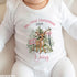 Babies' First Christmas Outfit - Personalised White Bodysuit, Sleepsuit, Bib, and T-shirt - Cute Pink Reindeer Design - Newborn Gift Set