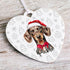 Personalised Dachshund Dog Christmas Decoration - Customisable Pet Ornament with Gift Box Option - Heart Shaped Keepsake