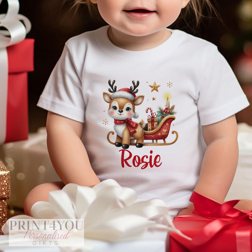 Baby's First Christmas Personalised Bib, Vest and Sleepsuit Cotton Set - Perfect for New baby Gift, Blue Snowmen