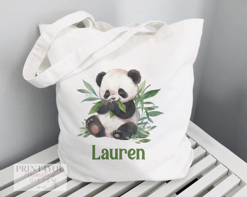 Personalised Panda Bear Cotton Tote Bag | Reusable Shopping Bag | 100% White Cotton Bag | Gift for Girls