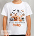 Personalised Halloween T-Shirt for Kids - Ghost Pumpkins and Candles Printed Cotton Tee - Spooky Graphic Shirt for Children