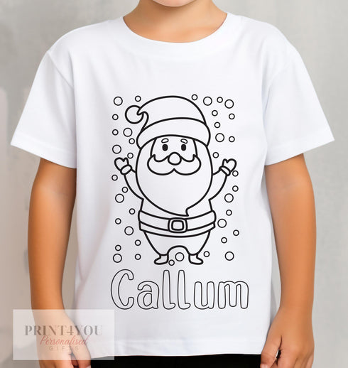 Personalised Santa Father Christmas Reindeer Colour In activity Kids T-shirt - with washable pens - stocking fillers, Christmas Eve Box