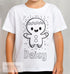 Personalised Christmas Gingerbread Man Colour In activity Kids T-shirt - with washable pens - stocking fillers, Christmas Eve Box