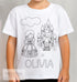 Personalised Princess and Castle ND2 Colour In activity Kids T-shirt - with washable pens