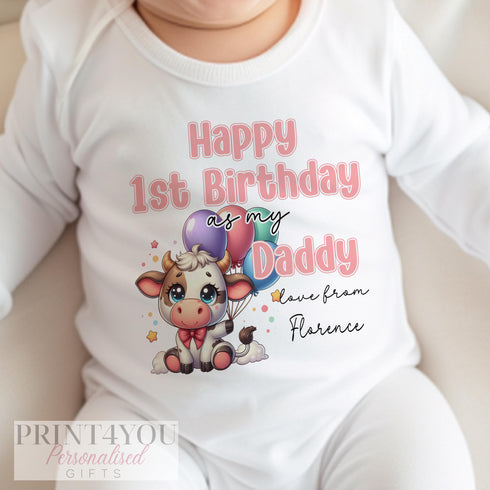 Happy Birthday Mummy or Daddy, 1st Birthday as My Mummy, 1st Birthday as My Daddy, Sleepsuit Baby grow Bodysuit Vest, Mum Dad Birthday