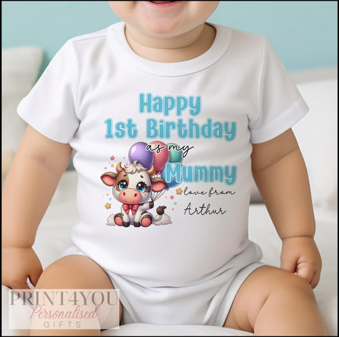 Happy Birthday Mummy or Daddy, 1st Birthday as My Mummy, 1st Birthday as My Daddy, Sleepsuit Baby grow Bodysuit Vest, Mum Dad Birthday