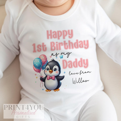 Happy Birthday Mummy or Daddy, 1st Birthday as My Mummy, 1st Birthday as My Daddy, Sleepsuit Baby grow Bodysuit Vest, Mum Dad Birthday