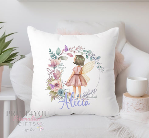 Personalised Cushion For Children - Any Name | Fairy Wreath | Gift for Baby | Pillow Gift
