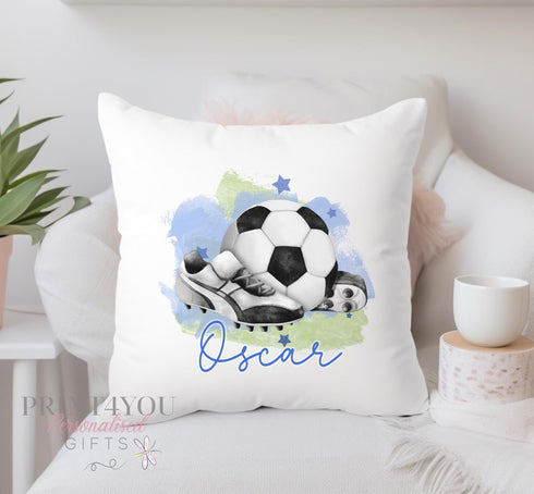 Personalised Cushion For Children - Any Name | Boys Football and Boots | Gift for Boys | Pillow Gift