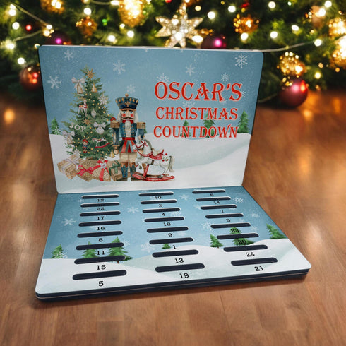 Personalised MDF Christmas Countdown Advent Calendar - A5 Size - Holds 24 Chocolate Coins - The Nutcracker